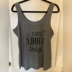 No Boundaries, Grey Graphic Tank Top, Womens XXL (19) “I can’t adult today”